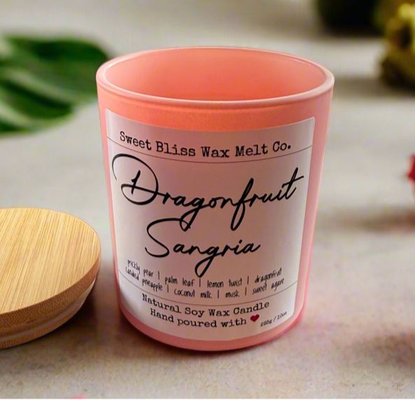Dragonfruit Sangria 10 oz Pink Bamboo Lid Jar