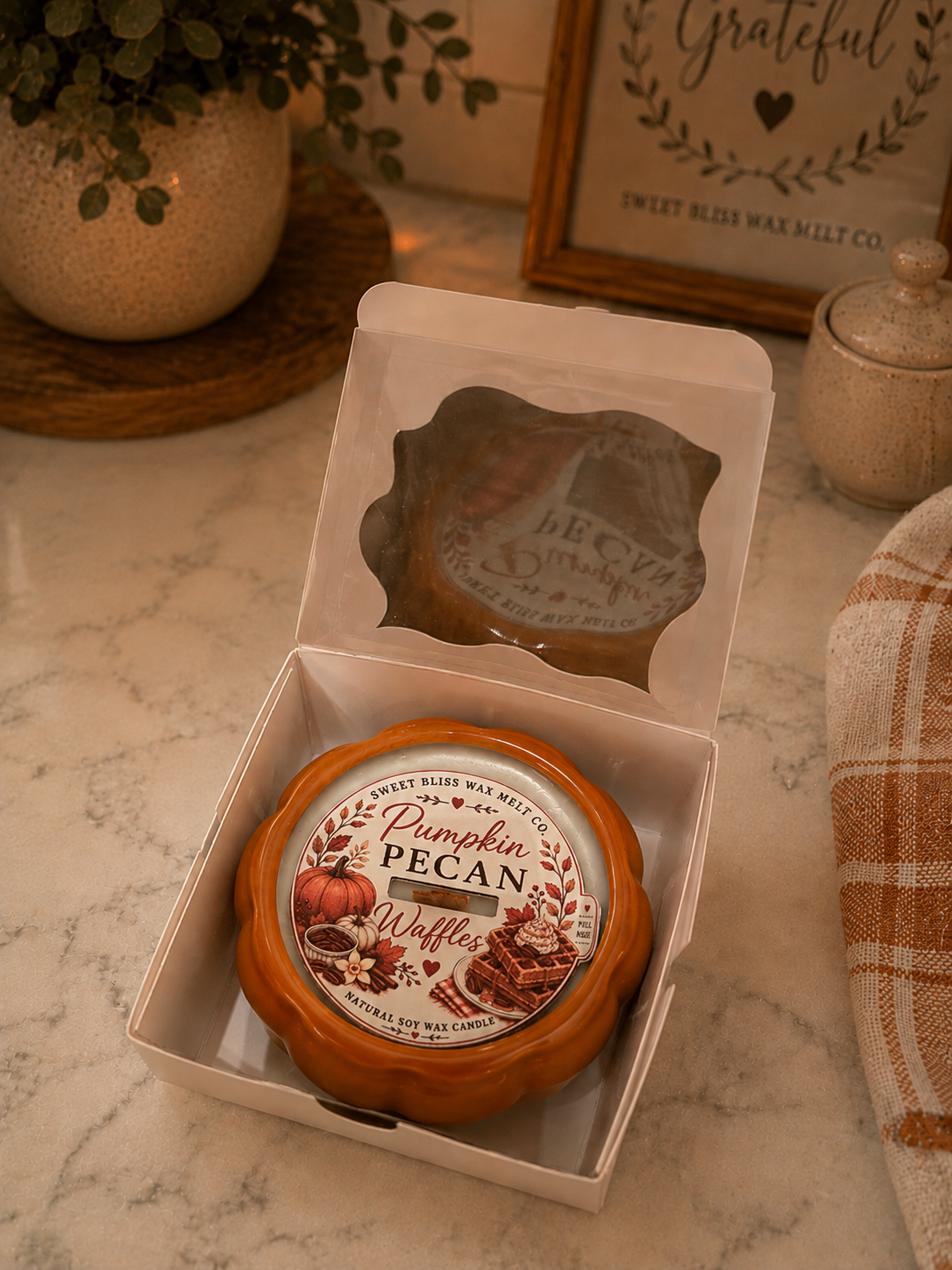 Fall Pumpkin Wooden Wick Candle