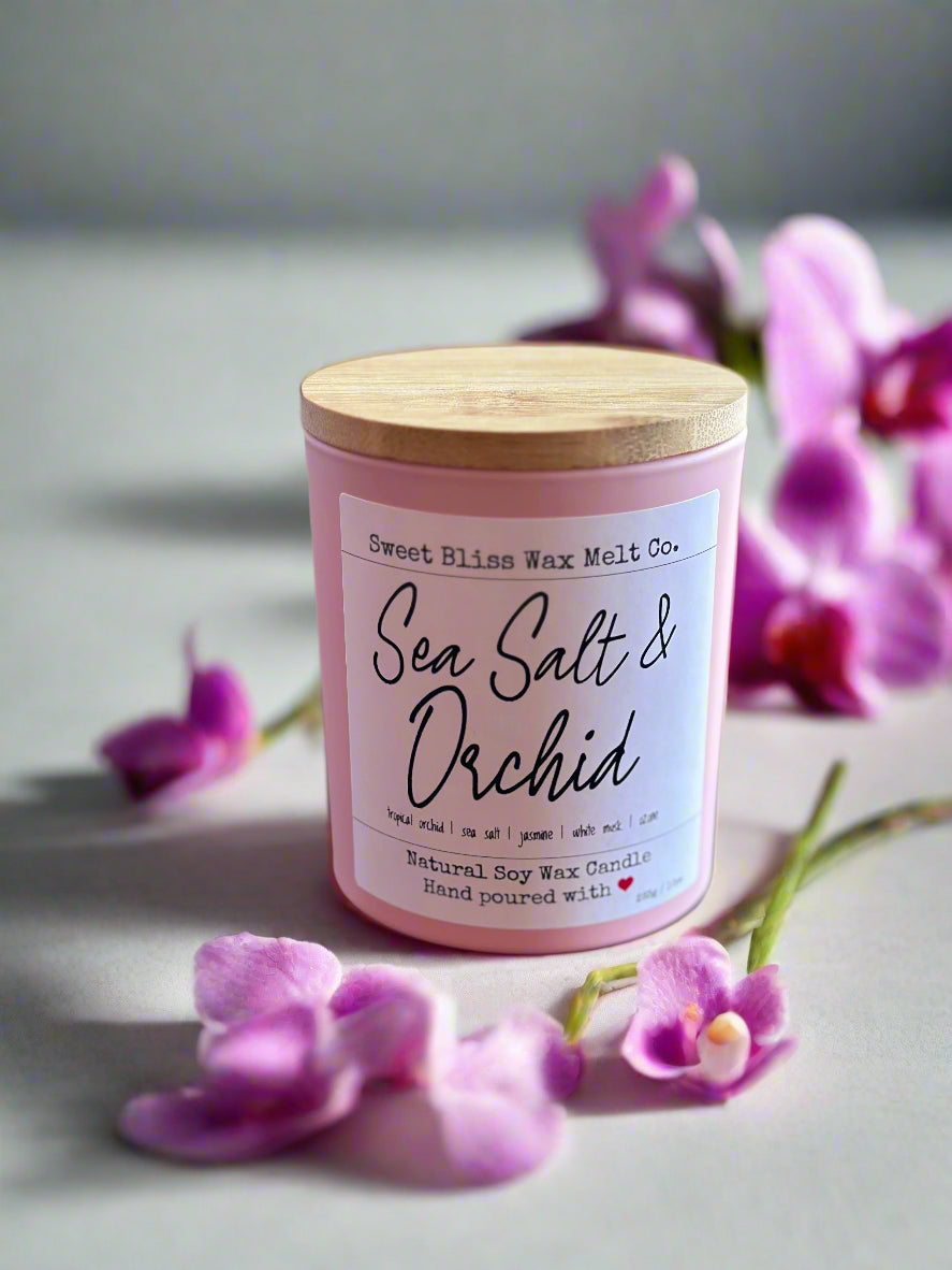 Sea Salt & Orchid 10 oz Bamboo Lid Jar