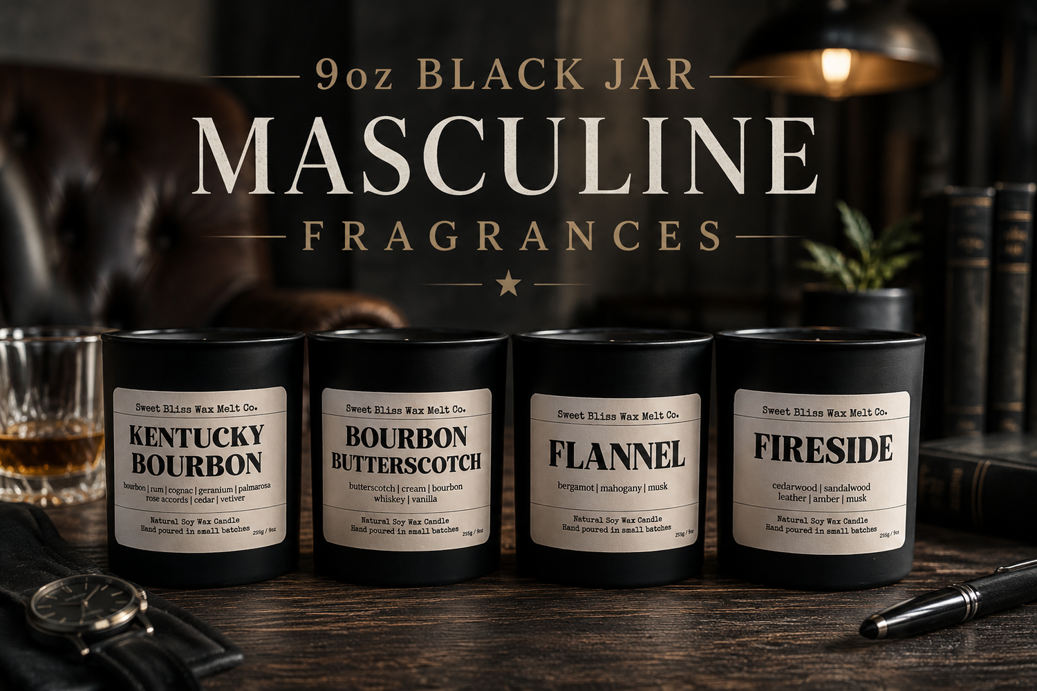 9oz Black Jar / Masculine Fragrances
