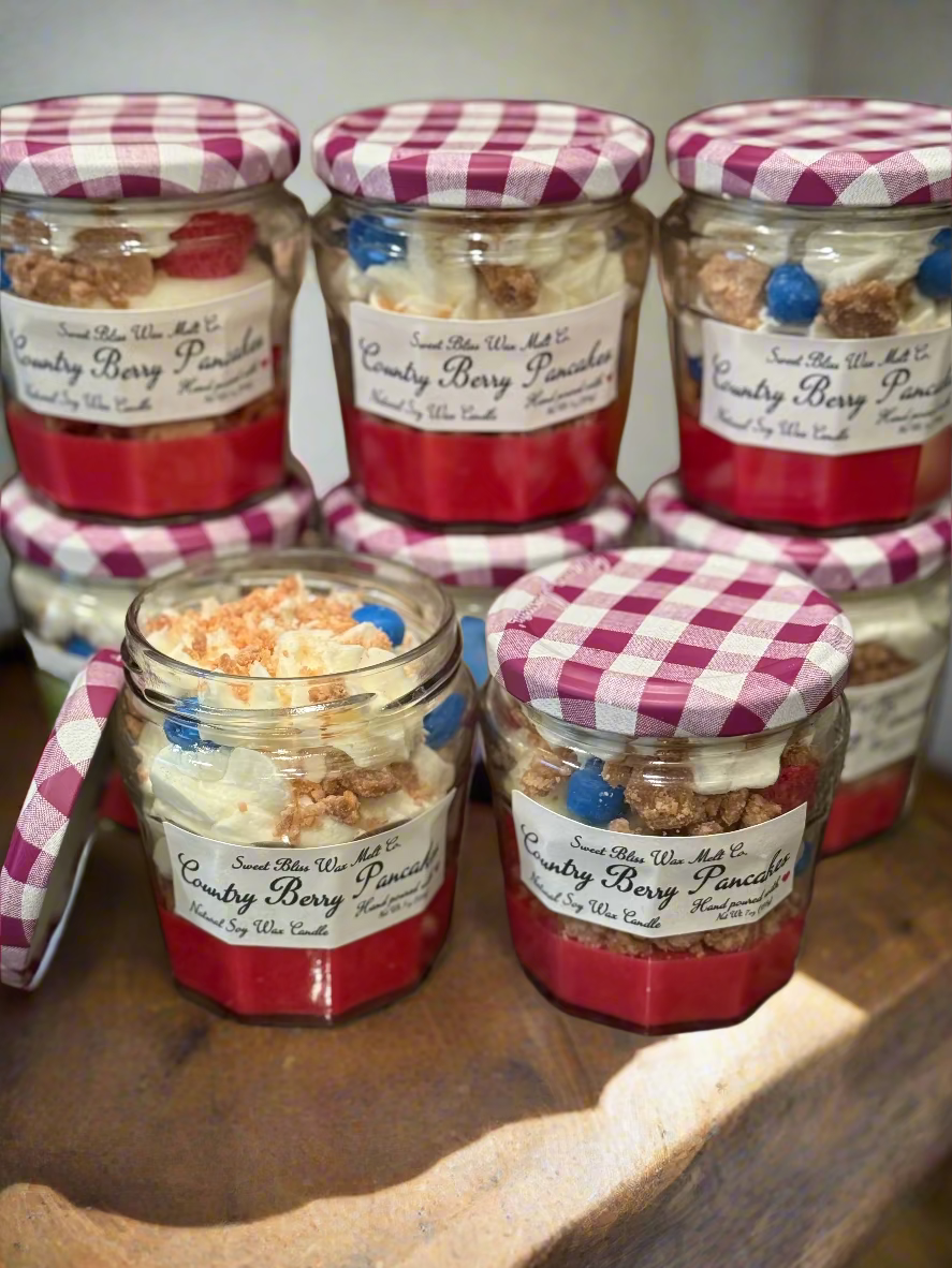 Recycled Jam Jar Country Berry Pancakes 7oz Candle