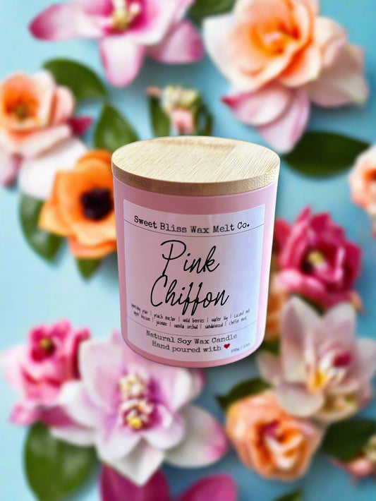 Pink Chiffon 10 oz Bamboo Lid Jar