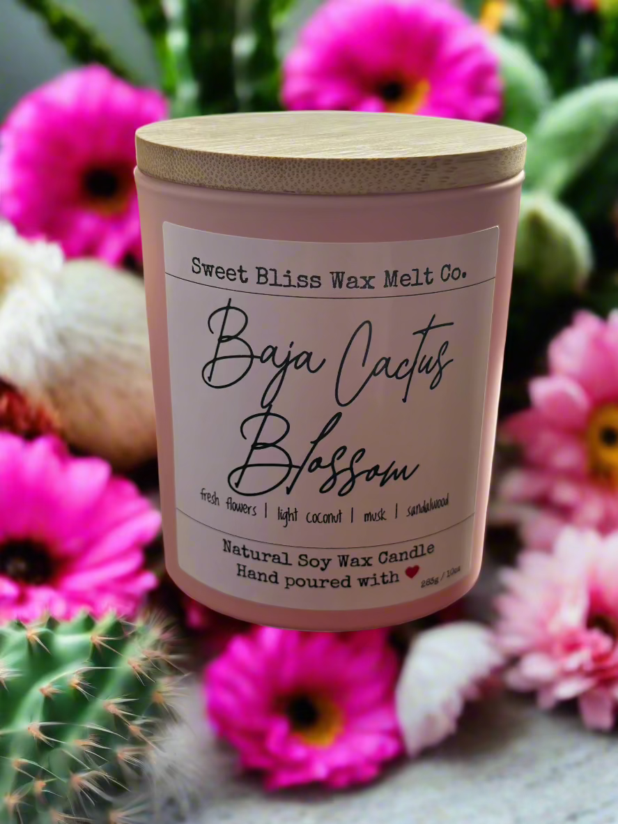 Baja Cactus Blossom 10 oz Bamboo Lid Jar